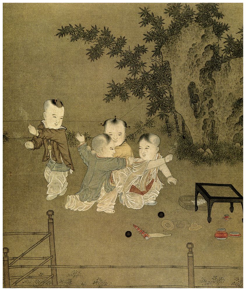 Сун. Автор неизвестен. «Дети, играющие во дворе». Свиток на шелку. Из собраний Пекинского Музея Гугун.