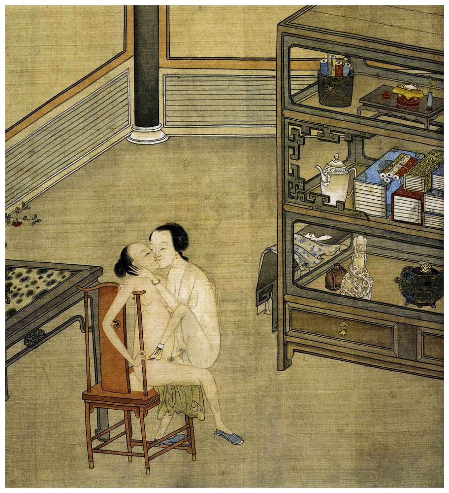 Ориентировочно середина 18 века. Сюй Гуань. «Любовное свидание». Альбом из 12 рисунков на шелку. Из частной коллекции.